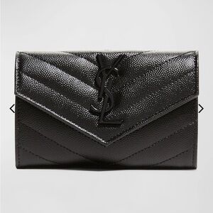 YSL by Monogram Small Flap Wallet in Grained Leather